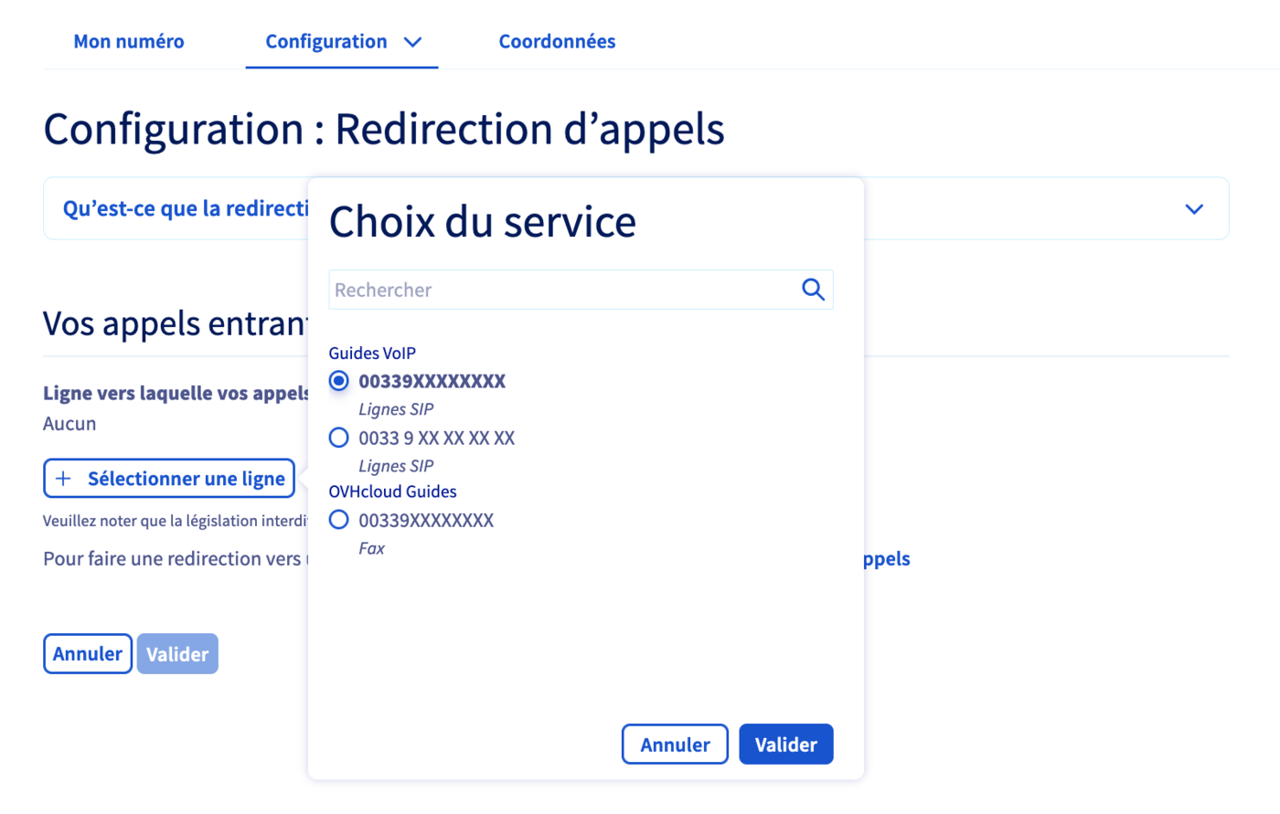 redirection d'appels