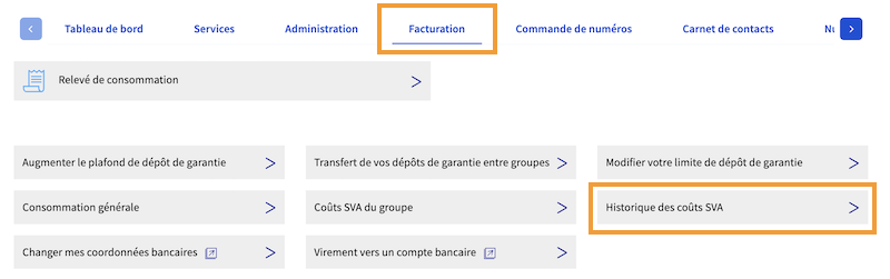 historique des couts SVA