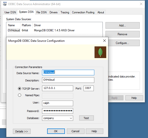 BI connector - ODBC OVHcloud