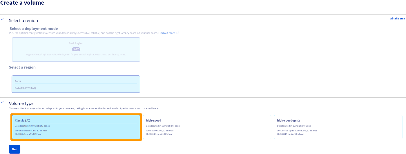 classic 3az block volume