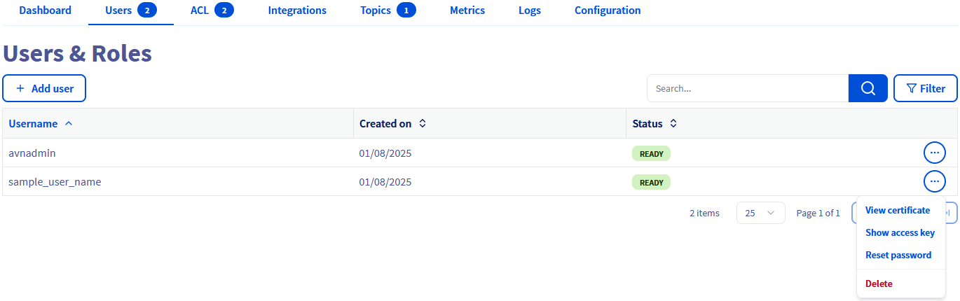 User informations