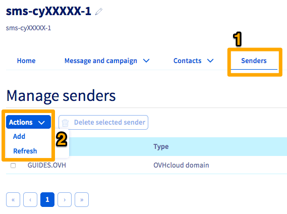 sms send control panel